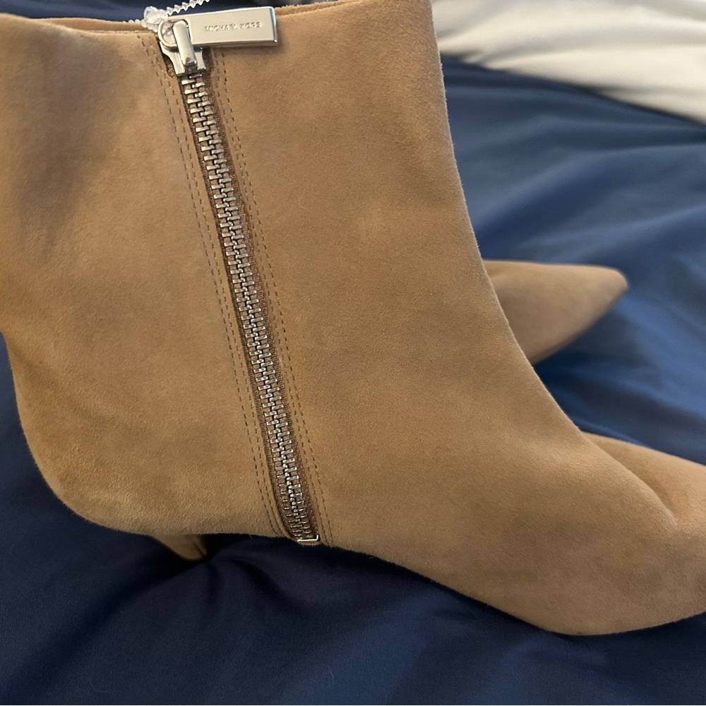 Michael Kors Taupe Suede Pointed Toe Ankle Boots